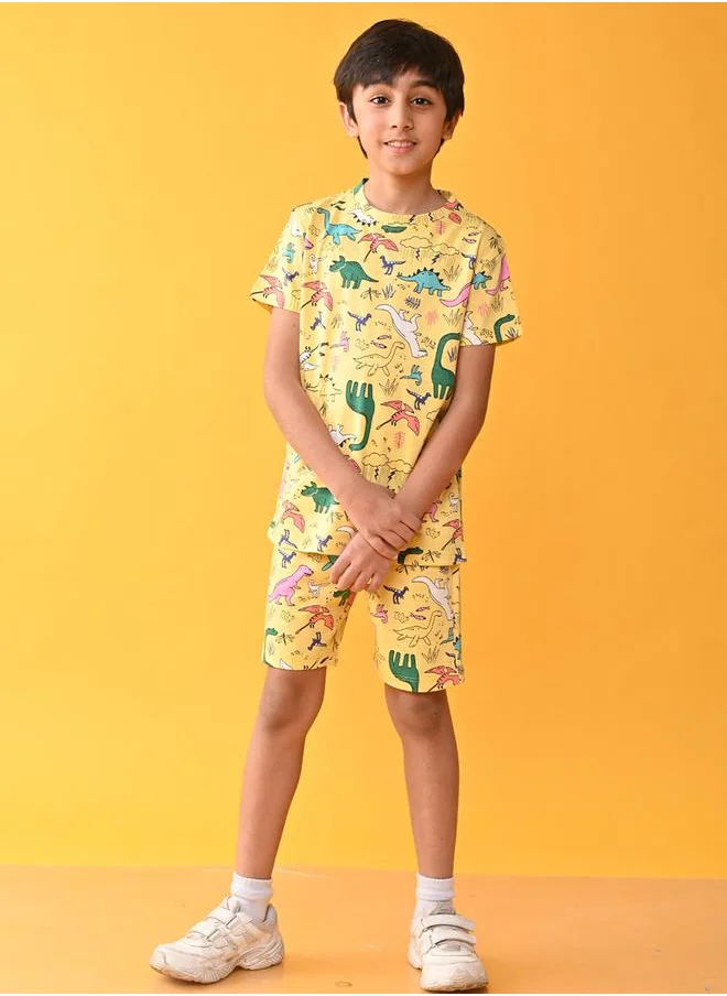 Anthrilo Dinosaur Print T-Shirt & Shorts Set