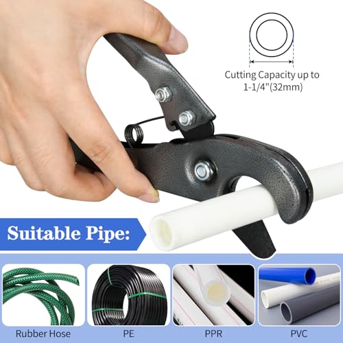 PXZBLG PEX Cinch Clamp Tool Kit, 3/8" to 1" PEX Pipe Clamp Cinch Tool with 30 pcs 1/2" PPSU PEX Fittings Combo, 1pcs Pipe Cutter, 70 pcs 1/2" PEX Cinch Clamps, 10pcs 3/4" PEX Cinch Clamps - Image 4