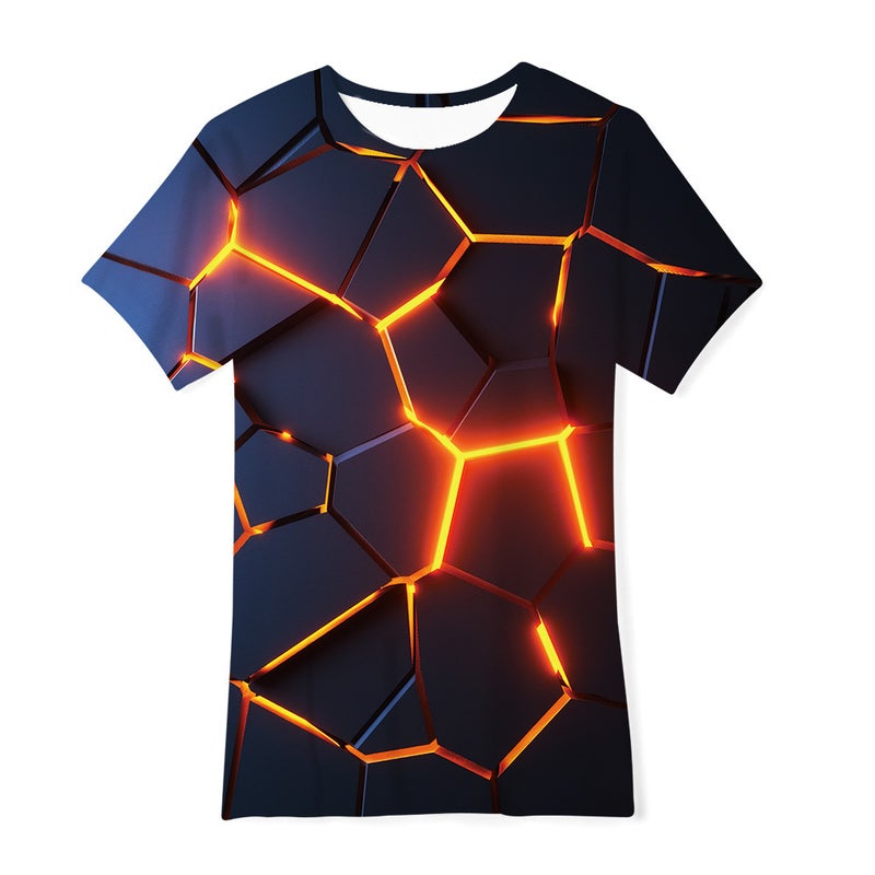 3D Digital Printing Children'S Short-Sleeved T-Shirt Summer Loose 3D Naked Eye Stereoscopic Effect Explosions - Image 1