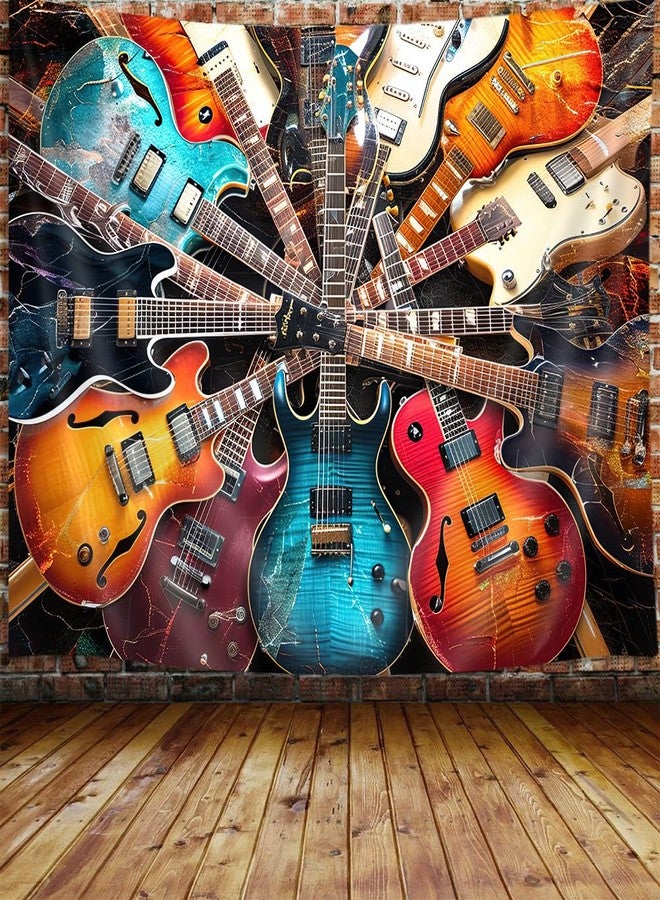 VEIGIKE Cool Music Guitar Themed Tapestry, Rock and Roll Musical Tapestry Wall Hanging for Men Boys Bedroom, Hippie Party Decorations Tapestries Poster College Dorm Home Decor 60X40Inches - Image 1