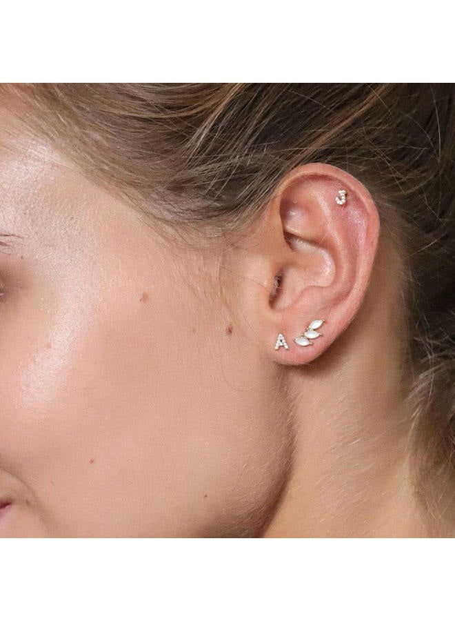 MONOOC Rose Gold Plated Initial A Earrings for Girls, Cubic Zirconia Stud Earrings, Perfect for Everyday Wear - Image 5