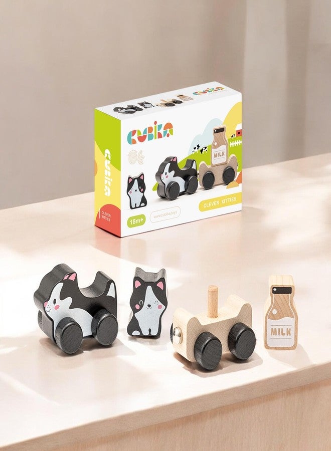 Cubika لعبة قطط ذكية خشبية من كوبية - مجموعة ألعاب خشبية مغناطيسية بموضوع القطط للأطفال من عمر 18 شهرًا وما فوق - لعبة مونتيسوري لتطوير المهارات الحركية الدقيقة واللعب الخيالي - Image 2