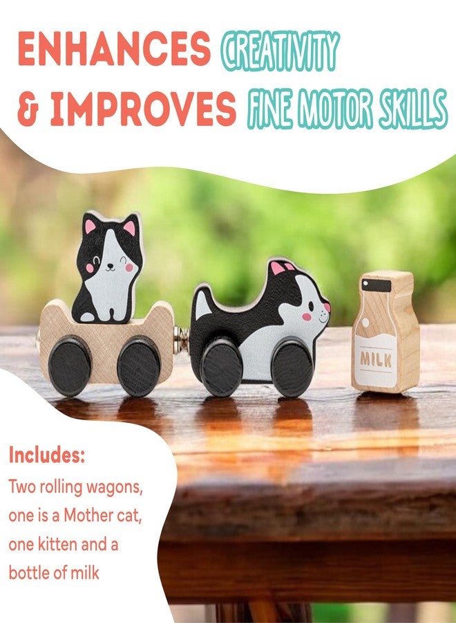 Cubika لعبة قطط ذكية خشبية من كوبية - مجموعة ألعاب خشبية مغناطيسية بموضوع القطط للأطفال من عمر 18 شهرًا وما فوق - لعبة مونتيسوري لتطوير المهارات الحركية الدقيقة واللعب الخيالي - Image 4