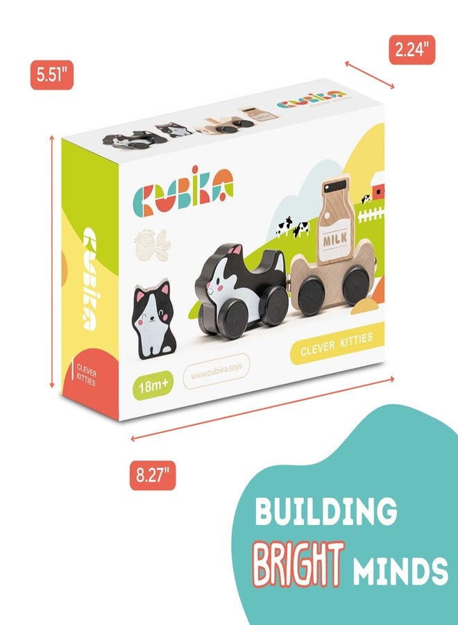 Cubika لعبة قطط ذكية خشبية من كوبية - مجموعة ألعاب خشبية مغناطيسية بموضوع القطط للأطفال من عمر 18 شهرًا وما فوق - لعبة مونتيسوري لتطوير المهارات الحركية الدقيقة واللعب الخيالي - Image 5