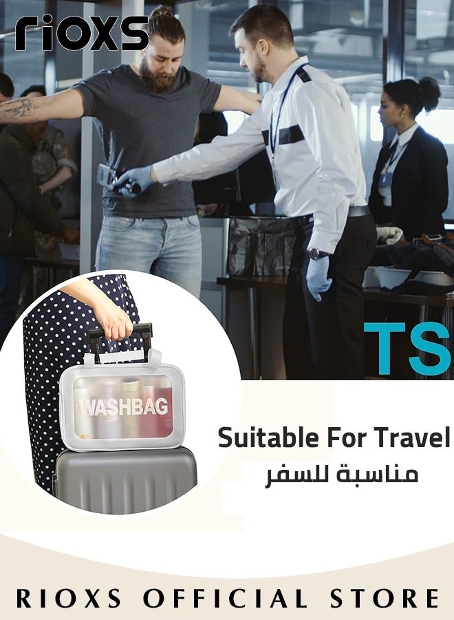 RIOXS 6 Pcs Toiletry Bags, Clear Cosmetic Bag, Wash Bag Makeup Bag, Vinyl Air Travel Toiletry Bags Bulk, Waterproof Toiletry Travel Bag with Zipper Handle, Make-up Brush Case Bag for Women Men, Daily Wash Poach for Kids Baby, Beach Pool Spa Gym Bag for Bath Organizer Bag for Travel Toiletries Accessories, White Storage Bags Set - Image 3