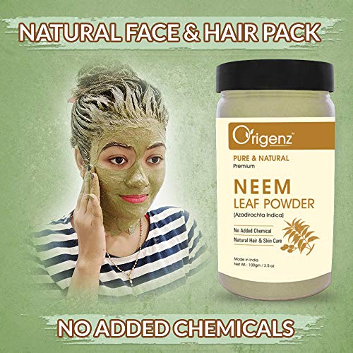 Origenz Neem Leaf Powder Face Pack for Soft & Glowing Skin | Helps to Control Acne, Pimples, Scars, Blackheads, Dandruff | Azadirachta Indica | 100gm - Image 2