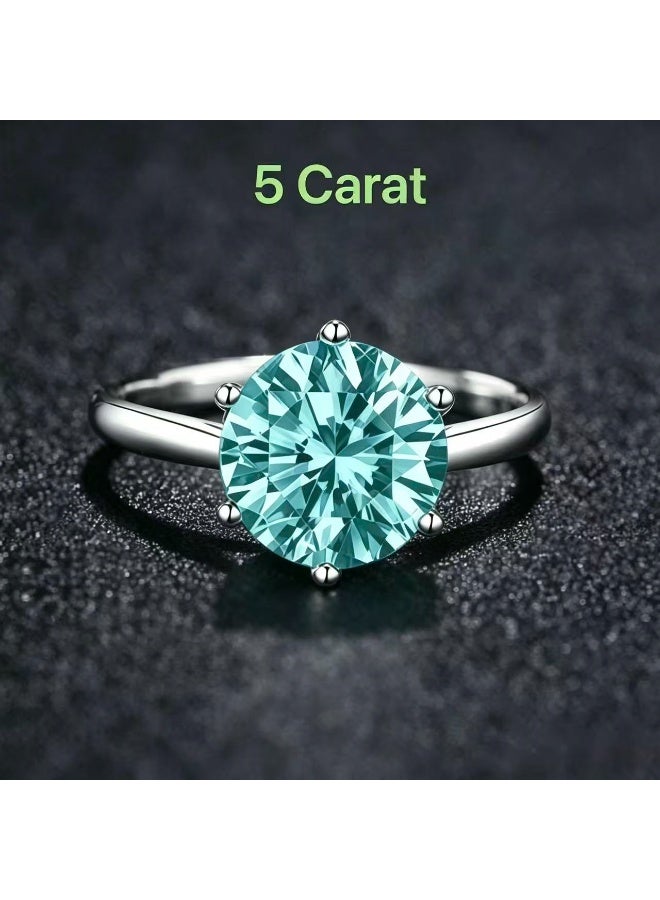 Field 5 Carat Moissanite ring,Blue ring,Color D,Clarity:VVSI , ,Adjustable Size , Luxury Gift Box , - Image 1