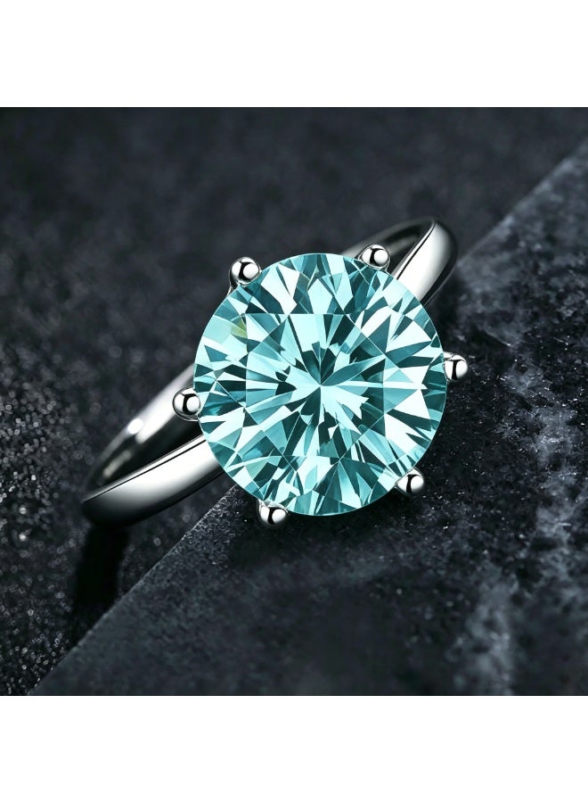 Field 5 Carat Moissanite ring,Blue ring,Color D,Clarity:VVSI , ,Adjustable Size , Luxury Gift Box , - Image 2