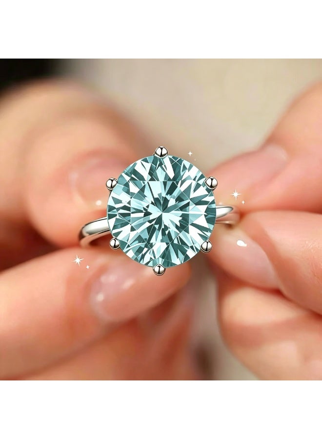 Field 5 Carat Moissanite ring,Blue ring,Color D,Clarity:VVSI , ,Adjustable Size , Luxury Gift Box , - Image 3