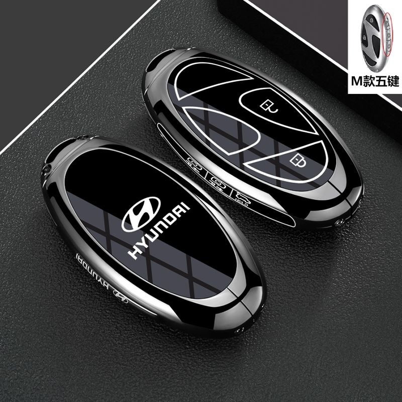 Zinc Alloy Key Case Cover for Hyundai Tucson L, Sonata 11th Gen, Elantra 7th Gen - Chain  Style