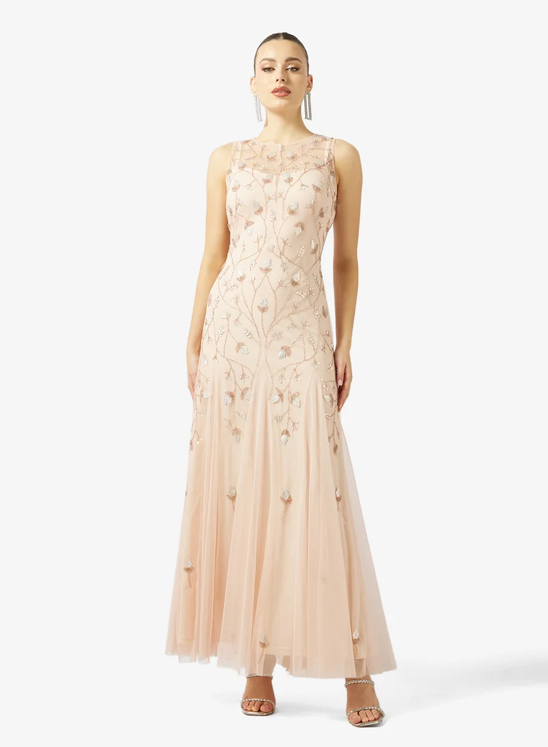 Namshi x  Sweetheart Neckline Bead Embellished Evening Dress for Women | Best Price UAE