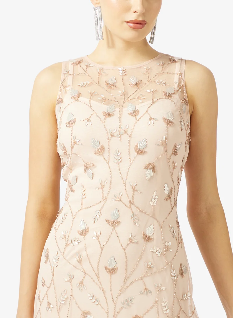 Namshi x  Sweetheart Neckline Bead Embellished Evening Dress for Women | Best Price UAE