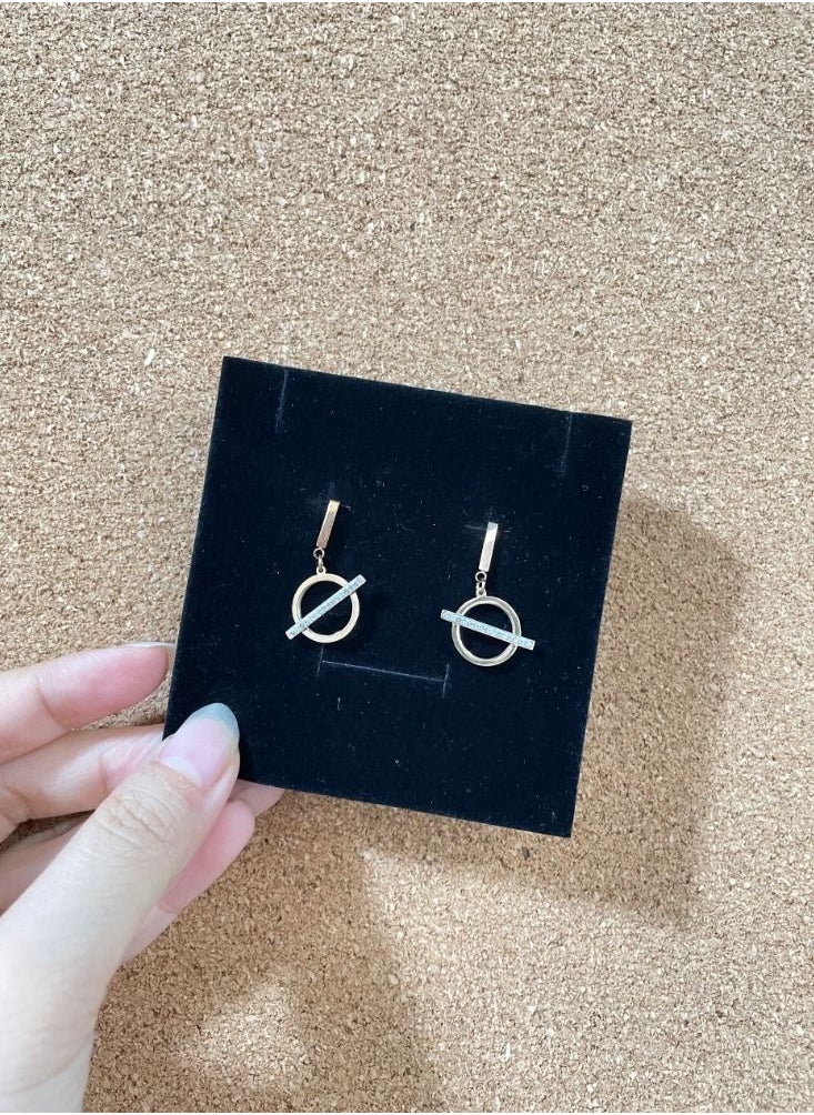 General - Stainless Steel 18K Gold Plated Colorfast Round Drop Earrings - Image 1