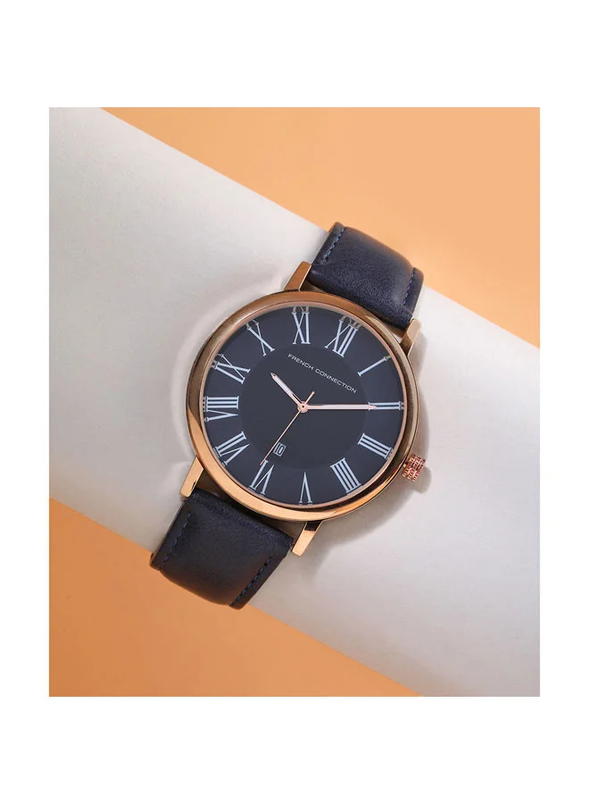 French Connection 45mm Men's Quartz Watch with Blue Dial