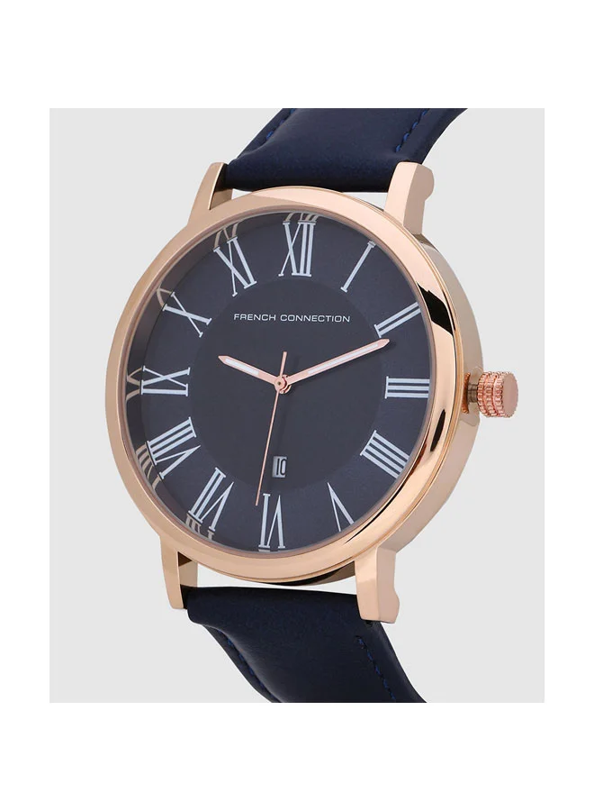 French Connection 45mm Men's Quartz Watch with Blue Dial