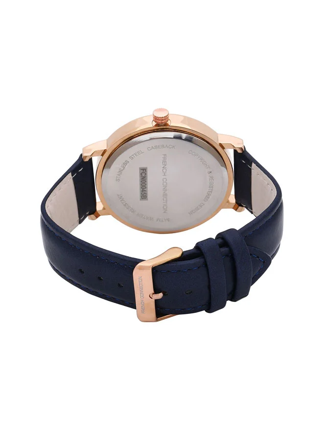 French Connection 45mm Men's Quartz Watch with Blue Dial