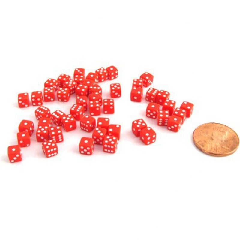 Koplow Games 50 Six Sided D6 5mm .197 Inch Die Small Tiny Mini Miniature Red Dice - Image 4