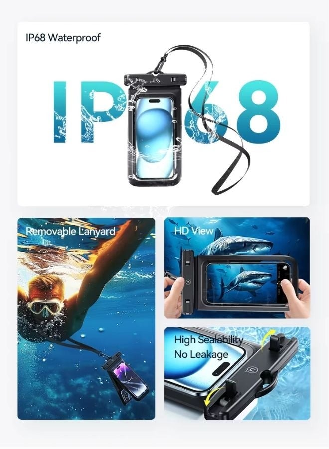 Usams 2pcs Waterproof Case for Mobile, Touchscreen Functionality, Waterproof Pouch, Cellphone Dry Bag, Waterproof Cell Phone Case, Drift Diving Swimming Waterproof Bag, for all Smart Cellphones upto 7” - Image 3