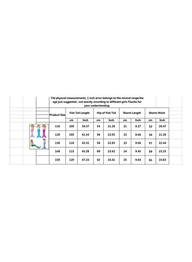 NIBEMINENT 3-Piece Mermaid Swimming Costume Set 120cm - Image 3