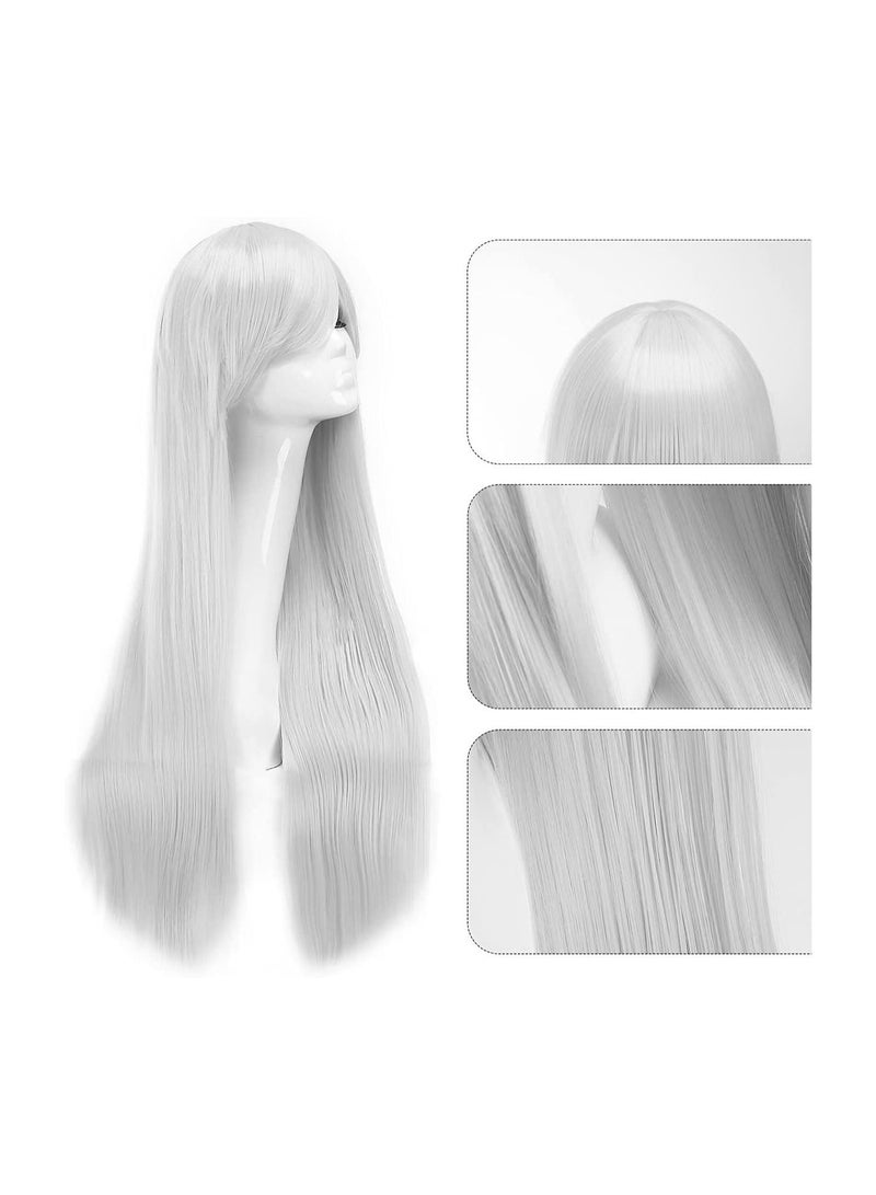Estelle Wigs 32 Inches 80 cm Long Straight Anime Fashion Women's Cosplay Wig Party Wig With Free Wig Cap Grey - Image 2