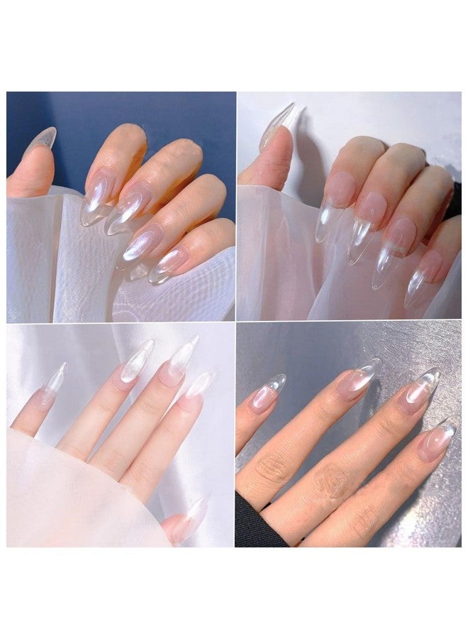 CHARMING MAY 2Pcs Pearl Chrome Nail Powder,Ice Transparent Aurora Nail Powder,White Chrome Nail Powder Chameleon Powder For Nails Iridescent Pigment Pearlescent High Gloss Glitter (2Pc White) - Image 3