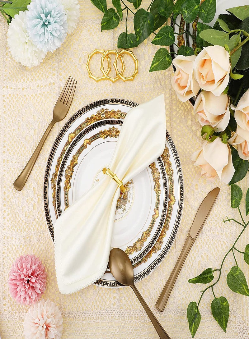 KASTWAVE Napkin Rings 6Pcs Bamboo Shape Gold Napkin Holder Ring Stainless Steel Handmade Elegant Napkin Holder Rings Home Table Setting for Wedding Farmhouses Banquet Birthday Picnics  - Image 5