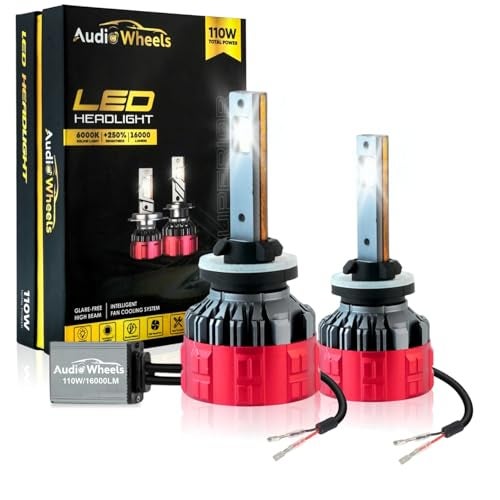 Audio Wheels H27-110W Car LED Headlight Bulbs, 16,000 Lumens Super Bright LED Headlight Conversion Kit for Cars 6000K Cool White Quick Installation Halogen Replacement - Image 1