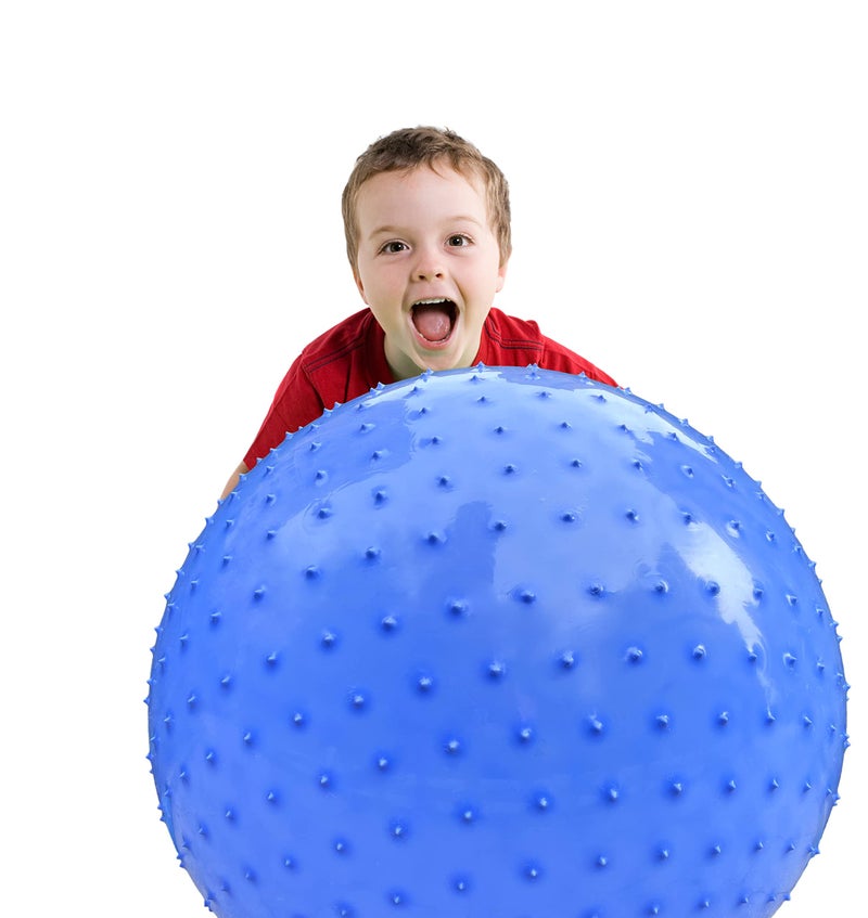 penepico Large Sensory Massage Ball for Kids 335 85CM Macaron Blue Bouncy Exercise Balls for Toddlers Big Inflatable Toys with Tactile Spikes Outdoor Giant Yoga Balls Large Beach Ball