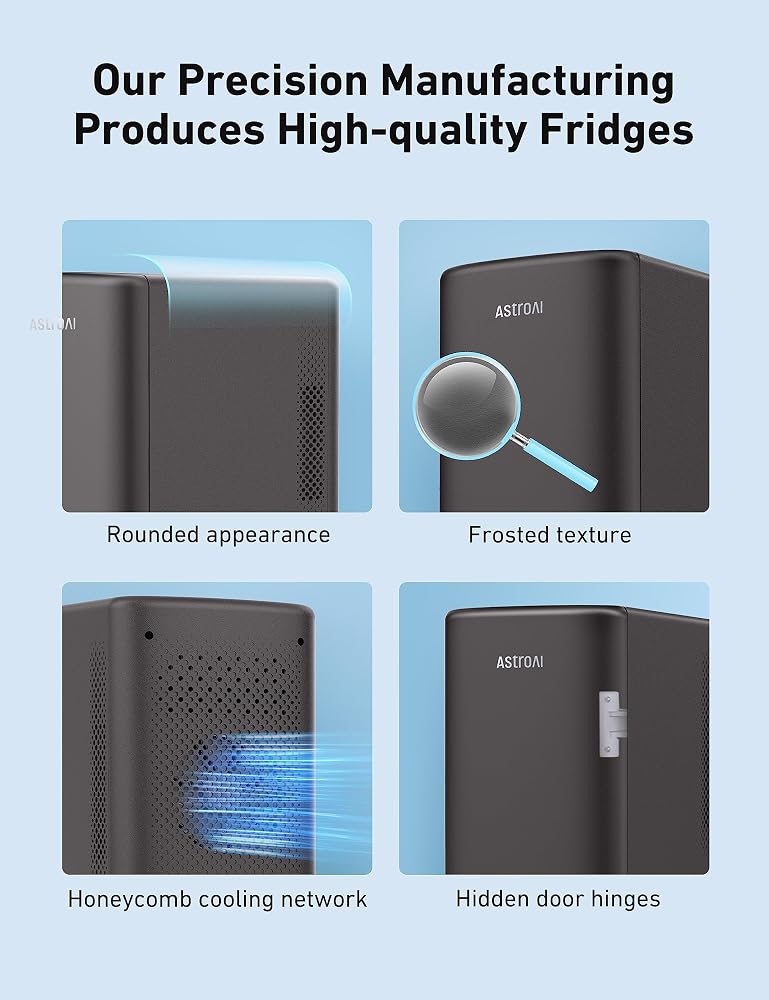 AstroAI Mini Fridge 6 Litre 8 Can Cooler and Warmer Small Fridge 220V AC/12V DC, Small Refrigerator for Cars, Bedrooms, Skincare, and Offices, Grey - Image 4