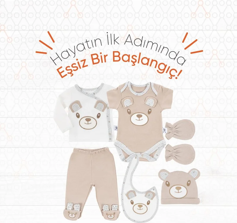 Gezenbebe Hero Baby Hospital Discharge Set 6 Piece Teddy (Organic)