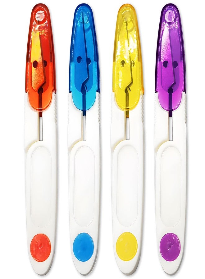 Kootinn 4PCS Compact 4 Inch U Shaped Portable Scissors with Protective Safety Cover for Yarn, Cross-Stitch, Thread, Sewing - Ideal for Craft, DIY, Stitch Trimming Snips. - Image 1