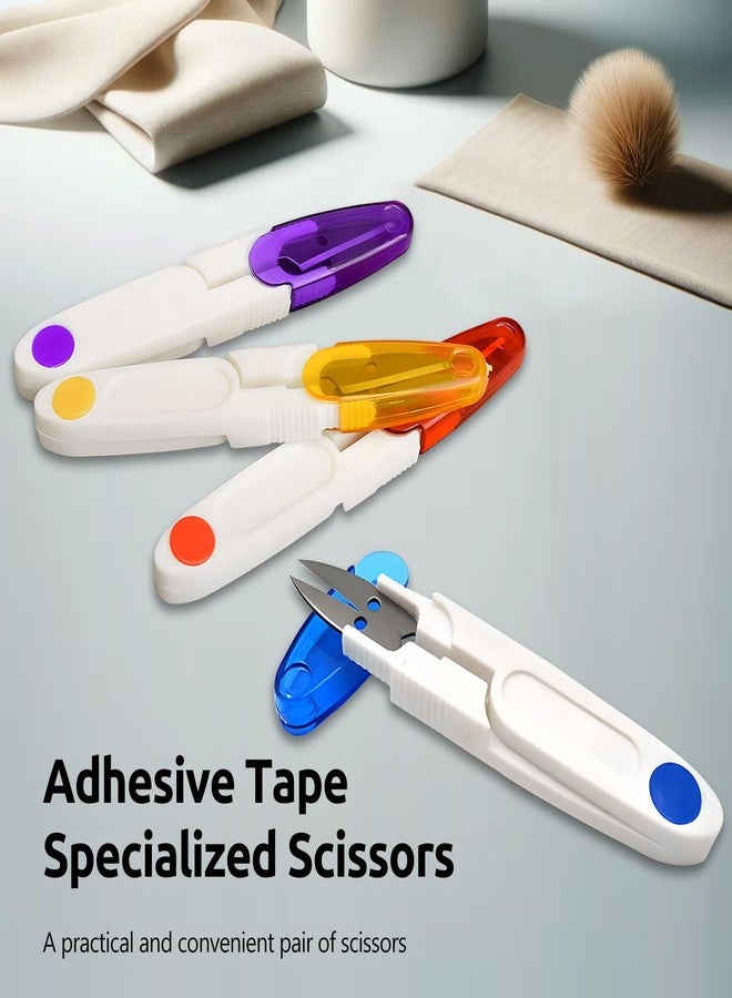 Kootinn 4PCS Compact 4 Inch U Shaped Portable Scissors with Protective Safety Cover for Yarn, Cross-Stitch, Thread, Sewing - Ideal for Craft, DIY, Stitch Trimming Snips. - Image 2