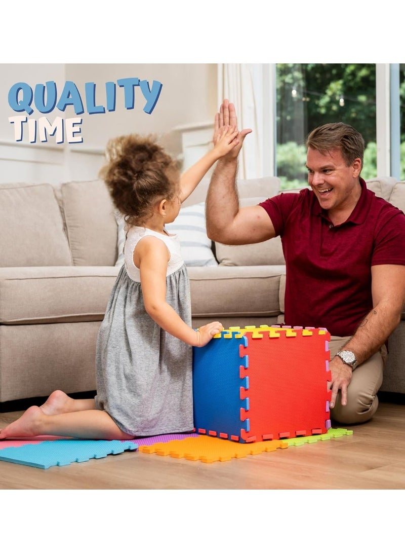 Halamodo EVA Foam Mat Tiles 4-Pack - 16 SQ FT Interlocking Padding for Playroom or Gym Flooring - Workout Mat or Baby Playmat (Multicolor) - Image 4