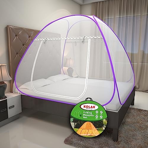 Kolar Mosquito Net for Double Bed,6.5x6.5 Feet Premium Double Bed Machardani, Strong and Durable, Tent Type, Foldable, Corrosion Resistant, King Size, Purple - Image 1