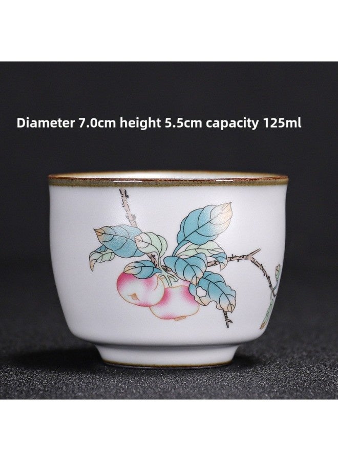 Ru Kiln Teacup Master Cup Individual Single Cup Open Piece Ice Flower Glaze Ceramic Tea Tasting Cup Kung Fu Tea Set Tea Bowl Gift Box-Color:Ru Kiln Moon White Cornucopia Cup-apple Collection And Purchase To Get A Tea Towel-Capacity:Other - Image 1