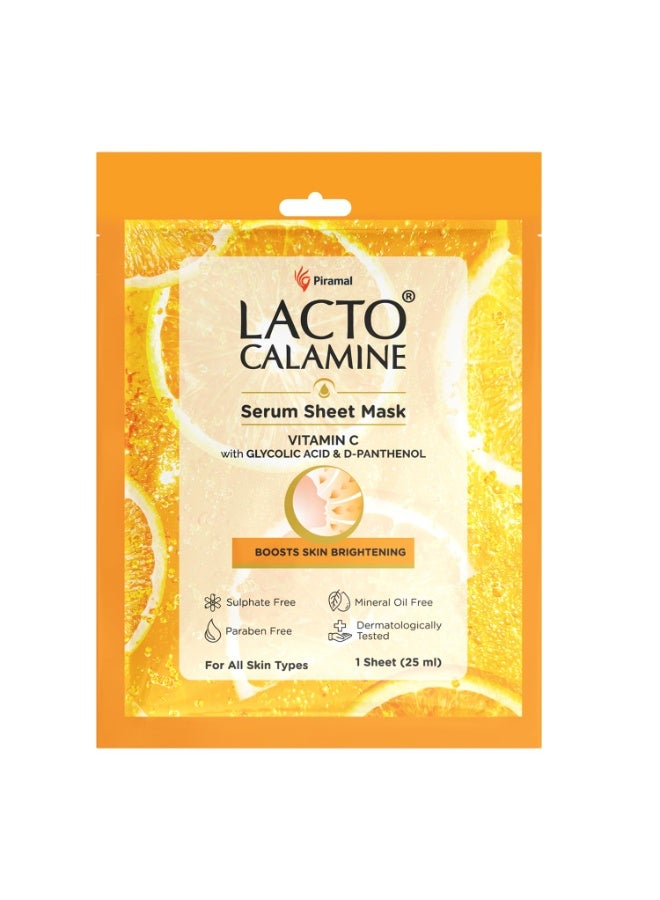 Lacto Calamine Vitamin C Face Sheet Mask |Instant Hydration |Glycolic Acid & D-Panthenol|30 g - Image 1