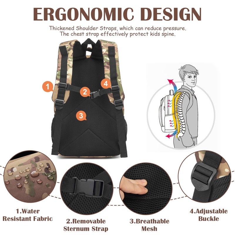 SunForMorning Kids Tactical Backpack Army Molle Bookbag Military Boys Backpack for School, Outdoor, Camping, CM - Image 5
