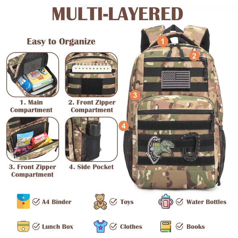 SunForMorning Kids Tactical Backpack Army Molle Bookbag Military Boys Backpack for School, Outdoor, Camping, CM - Image 3