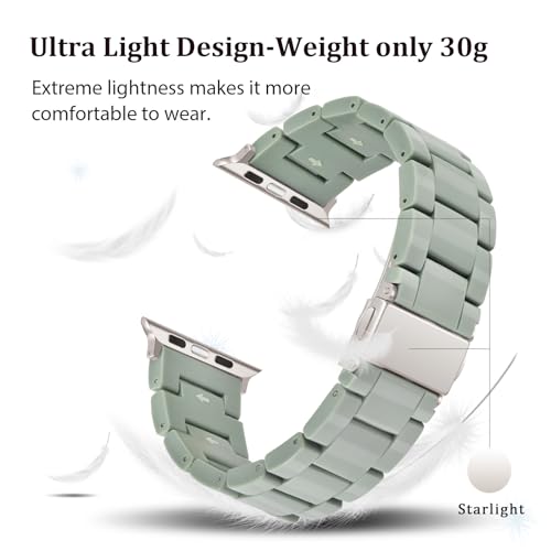 V-MORO Resin Bands Compatible with Apple Watch Series 11/10/9/8/7 Band 45mm 46mm Starlight Buckle Lightweight Fashion Strap Women Men Bracelet for iwatch Ultra Series SE/6/5/4/3/2/1(Cactus,42/44/45/46/49mm) - Image 2