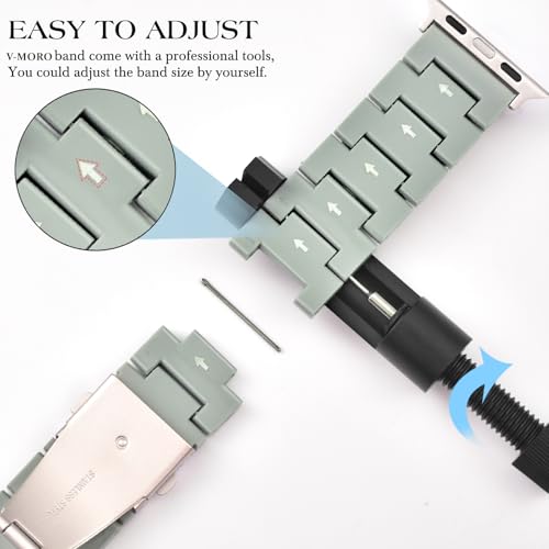 V-MORO Resin Bands Compatible with Apple Watch Series 11/10/9/8/7 Band 45mm 46mm Starlight Buckle Lightweight Fashion Strap Women Men Bracelet for iwatch Ultra Series SE/6/5/4/3/2/1(Cactus,42/44/45/46/49mm) - Image 5