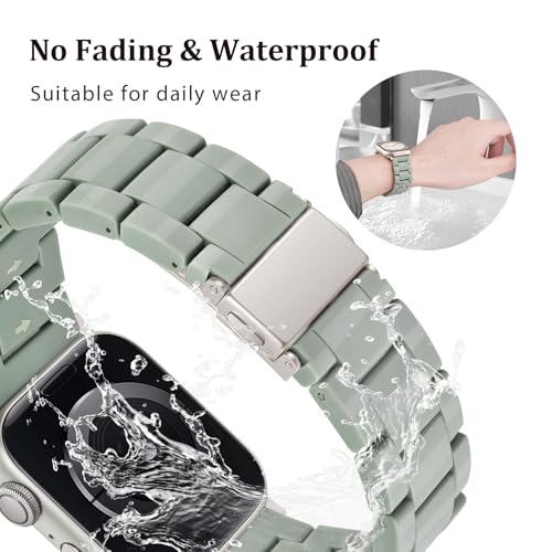 V-MORO Resin Bands Compatible with Apple Watch Series 11/10/9/8/7 Band 45mm 46mm Starlight Buckle Lightweight Fashion Strap Women Men Bracelet for iwatch Ultra Series SE/6/5/4/3/2/1(Cactus,42/44/45/46/49mm) - Image 4