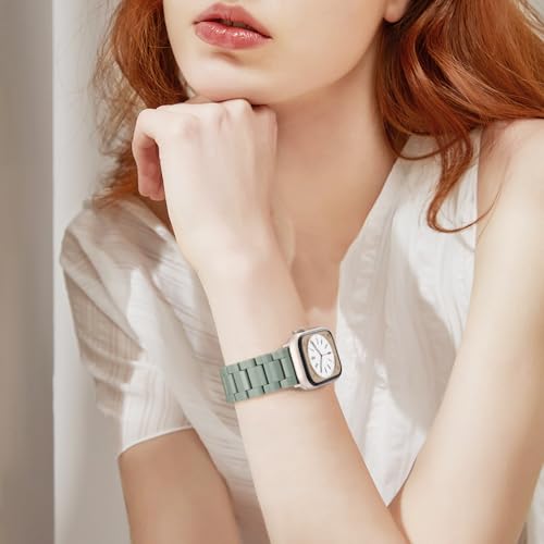 V-MORO Resin Bands Compatible with Apple Watch Series 11/10/9/8/7 Band 45mm 46mm Starlight Buckle Lightweight Fashion Strap Women Men Bracelet for iwatch Ultra Series SE/6/5/4/3/2/1(Cactus,42/44/45/46/49mm) - Image 3