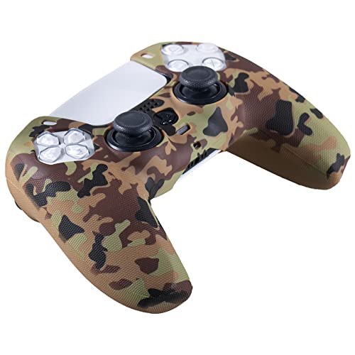 YoRHa Grip Texture Silicone Skin for PS5 Controller x 2(Brown Camouflage) with Pro Thumb Grips x 8 - Image 4