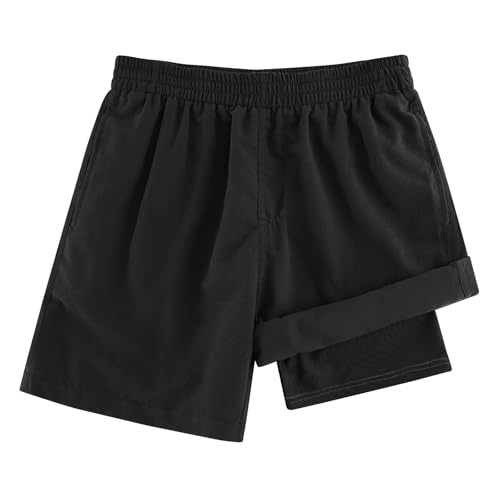 Cozople Teen Boys Black Swim Trunks Novelty Stretchy Boxer Brief Liner Swim Shorts Quick Dry Lightweight Bathing Suit for Teens Surf Beach Board Shorts - Image 1