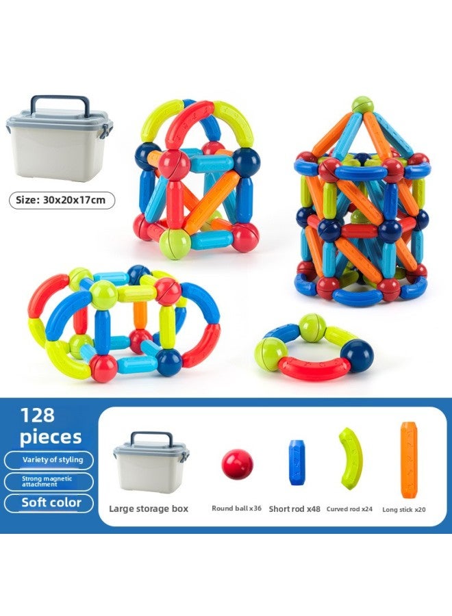 Variable Magnetic Bar Puzzle Early Education Magnet Toy Storage Box Assembled Strong Magnetic Children Building Blocks Wholesale-Color:Changeable Magnetic Rod 128p Storage Box  - Image 1