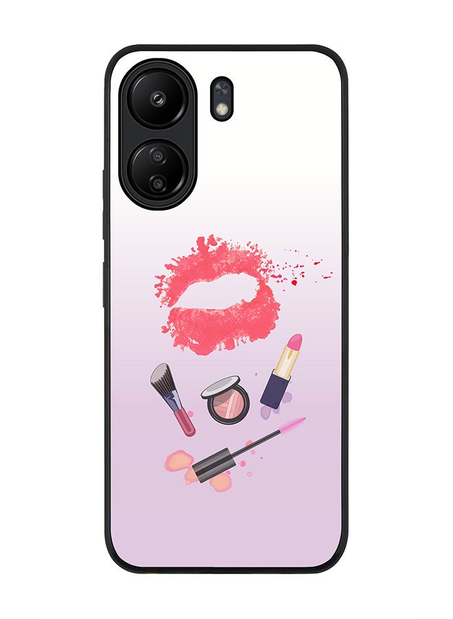 Stylizedd Rugged Black Edge Case for Xiaomi Redmi 13C 4G, Slim fit Soft Case Flexible Rubber Edges Anti Drop TPU Gel Thin Cover - Makeup Kit  - Image 1