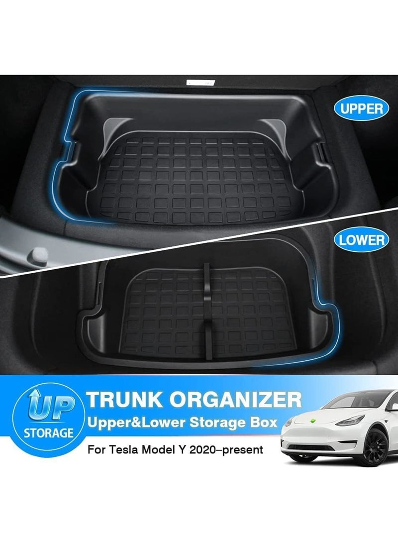 SYOSI Frunk Organizer compatible with 2020-2024 Tesla Model Y, 2-Layer Cargo Storage Box, Waterproof and Odorless ABS Material, Front Trunk Storage with Multiple Compartments,Black 2PCS - Image 3