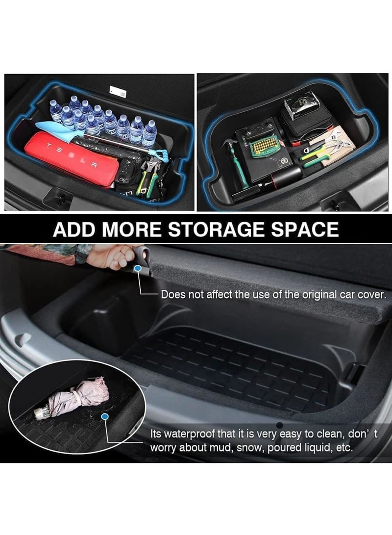 SYOSI Frunk Organizer compatible with 2020-2024 Tesla Model Y, 2-Layer Cargo Storage Box, Waterproof and Odorless ABS Material, Front Trunk Storage with Multiple Compartments,Black 2PCS - Image 5
