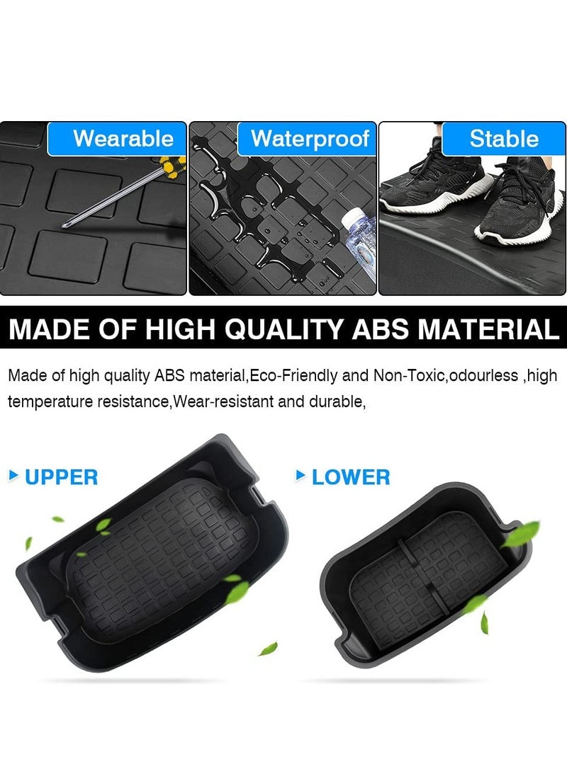 Trunk Storage Bins Rear Trunk Organizer Custom Fit for Tesla Model Y Accessories Frunk Storage Organizer Tray Upper and Lower Rear Storage Boxes Trunk Mat Dual Layer Storage Box No Abnormal Sound