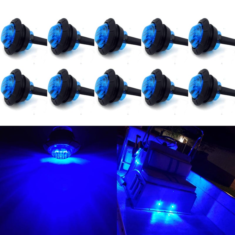 KEING 10 Pack Waterproof Marine Boat LED Lights, LED Underwater Lighting, Utility Led Interior Lights Navigation Lights Deck Courtesy Lights 12V for Yacht Boat Fishing Pontoon Sailboat Kayak (Blue) - Image 1